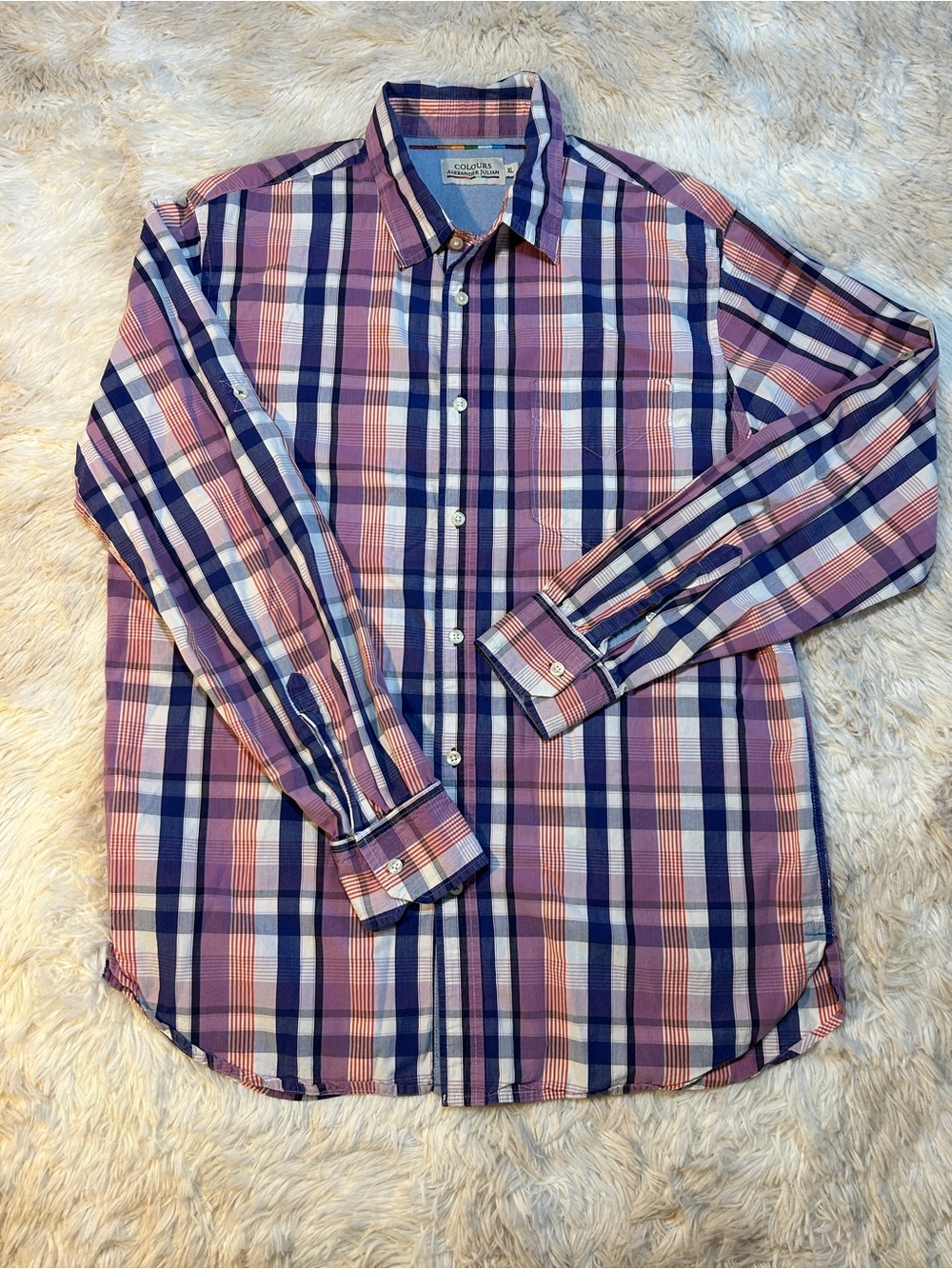 Alexander Julian Pink and Blue Plaid Long-Sleeve Button-Down Shirt